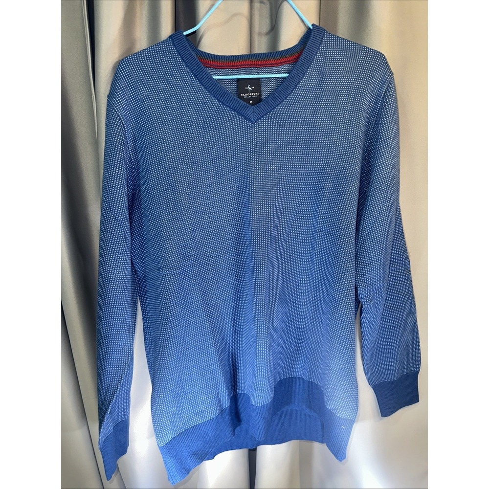 Tailorbyrd Men's V-Neck Sweater Size Medium Blue Long Sleeve Pullover Golf NWT